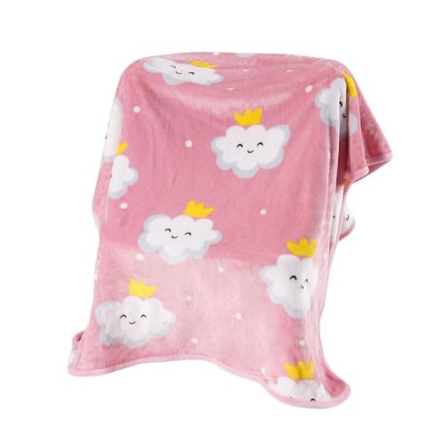 TILLYOU Toddler Flannel Blanket - Warm Cozy Baby Blanket for Boys and Girls, Smooth Cute Lightweight Blanket for Bedding Crib Stroller, 40x50 Inches, Pink Cloud