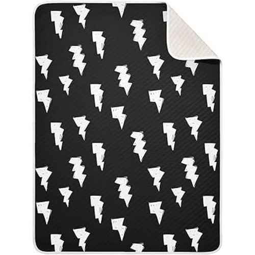 Doodle White Lightning Bolt Baby Swaddle Blanket for Boys and Girls, Muslin Baby Receiving Swaddle Blanket, Soft Cotton Nursery Swaddling Blankets for Newborn Toddler Infant