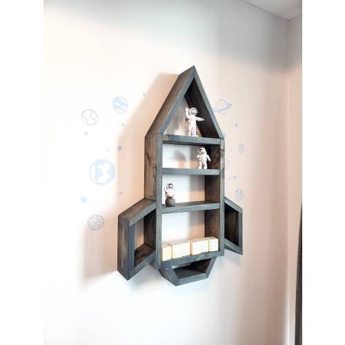 Wood Spaceship Wall Shelf - Rocketship - Space Nursery Decor - Nursery Art - Home Decor - Wall Shelf