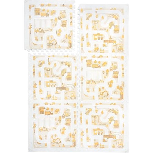 PopsyKosy Premium Exercise & Baby Foam Play Mats - Stylish & Large Non-Toxic Odorless Floor Mat - 6 Tiles - Spacious 6ft x 4ft - Peel-Resistant Reinforced Ver.- Soft Thick, Waterproof - Desert Sand