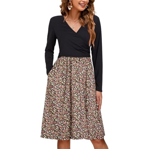 OUGES Womens 2024 V-Neck Maternity Dresses Nursing Breastfeeding Baby Shower Dress