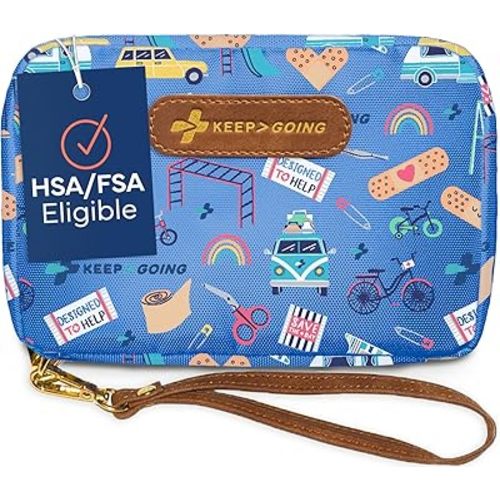 KeepGoing Kids First Aid Kit - 130 Pc. Kit for Car, Home, Purse & Diaper Bag - Latex-Free Bandages - TSA-Approved Travel Size