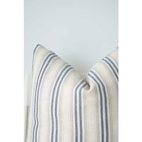 White Cream Blue Striped Pillow Cover, Nautical pillow, Beach Home Decor