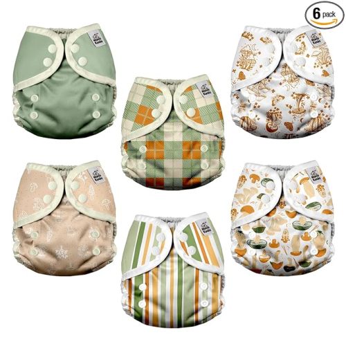 Mama Koala Reusable Adjustable Cloth Diaper Covers with Double Gusset for Girls and Boys, Snap Closure, Size S (Vibrant Mush-S)