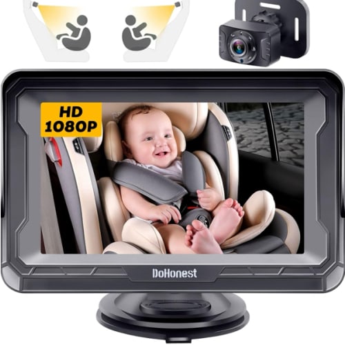 DoHonest Baby Car Camera HD 1080P - Rear-Facing Car Baby Monitor with Night Vision, Adjustable View Angle, Easy Setup, Anti-Glare Display, Safety for Kids & Infants