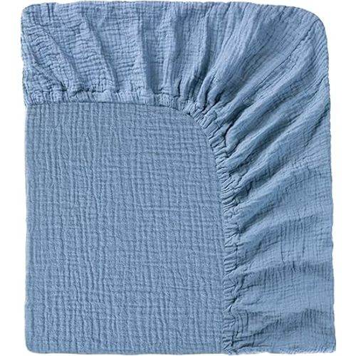 Muslin Crib Sheet – 100% Cotton Baby Fitted Sheet for Boys & Girls, Ultra Soft & Breathable, Snug Fit with 360° Elastic, Fits Standard Crib Mattress 28" x 52" & Toddler Beds.