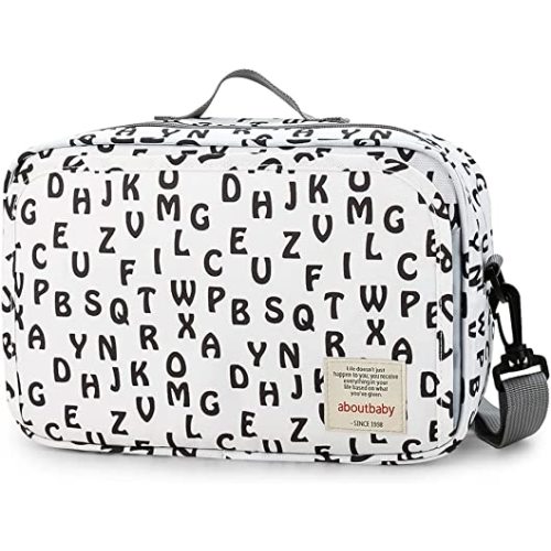 MOMIGO Baby Diaper Caddy Bag - Diaper Caddy Tote Baby Stroller Bag Nursery Storage Bin for Diapers, Wipes & Toys Mini Diaper Bag for Outdoor (Letter)
