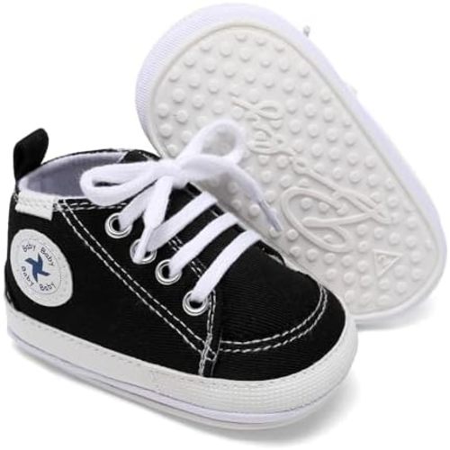 Baby Girls Boys Shoes Soft Anti-Slip Sole Newborn First Walkers High Top Canvas Denim Unisex Infant Sneaker