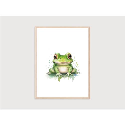 Baby Frog Digital Print | Nursery Decor | Kids Room Wall Art | Nursery Baby Animal Print | Watercolor Frog | Frog Nursery Wall Art