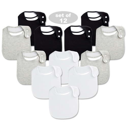 Benoxine Unisex Baby Bibs: Cotton, 12-Pcs Set for Newborns Drooling & Teething