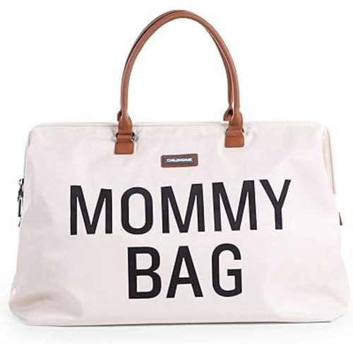 Childhome Original Mommy Diaper Bag - Large Tote, Travel & Hospital Bag - Off White Black