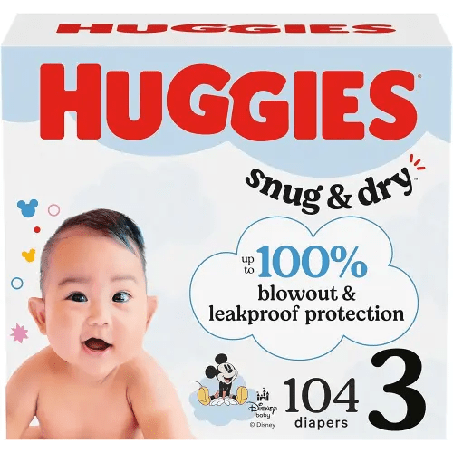 Huggies Size 3 Diapers, Snug & Dry Baby Diapers, Size 3 (16-28 lbs), 104 Count, Packaging May Vary