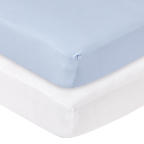 Little Star Organic Baby Blue/White Jersey Knit Crib Sheets, 100% Organic Cotton, 2 Pk