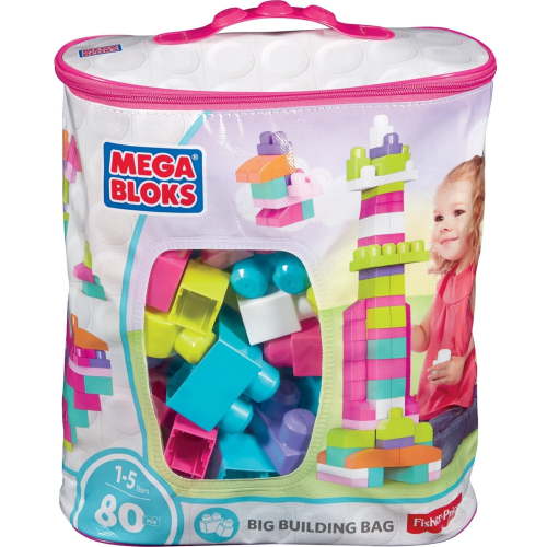 Mega Bloks First Builders Big Building Bag, 80-Piece (Pink)