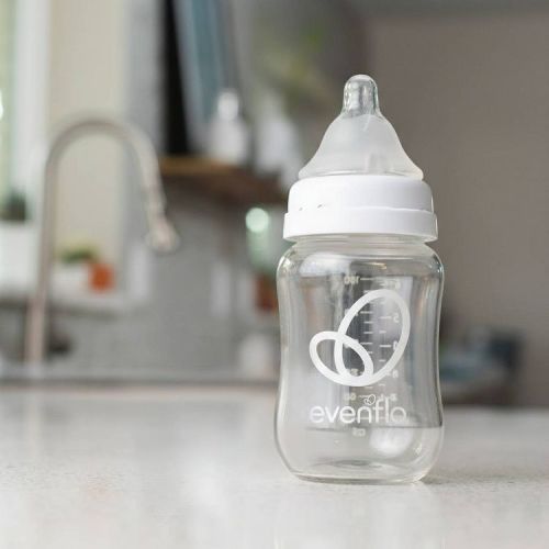 Evenflo Balance Wide Neck Anti-Colic Glass Baby Bottles- Clear - 6 fl oz/2pk: BPA-Free, Phthalate-Free, Silicone Nipple