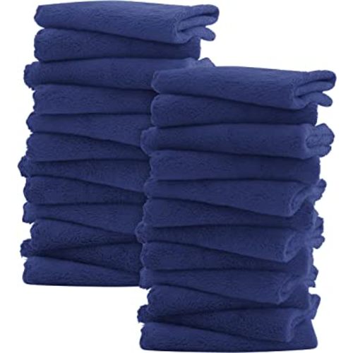 Sunny zzzZZ Ultra Soft 24 Pack Baby Washcloths - 10x10 Inches - Coral Fleece Extra Absorbent Wash Clothes for Babies, Infants and Toddlers - Sensitive Skin and Newborn - Ideal Baby - Navy Blue