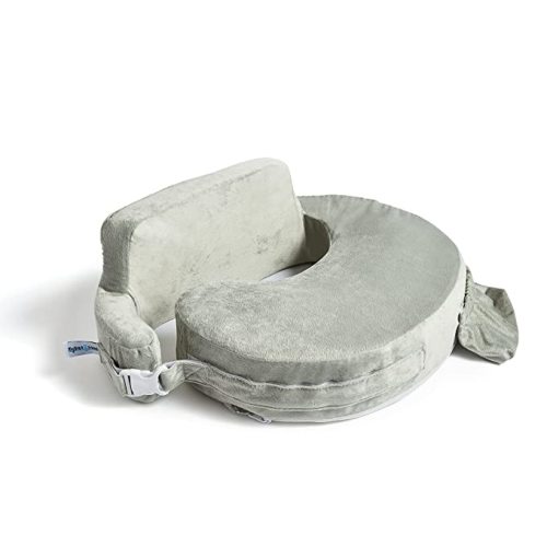 My Brest Friend Super Deluxe Nursing Pillow for Breastfeeding and Bottlefeeding with Lumbar Support, Convenient Pocket and Removable Slipcover, Platinum