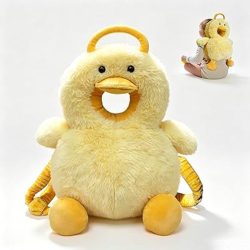 Baby Head Protector Backpack Cushion Wear - Adjustable Baby Toddler Fall Back Head Protector for Crawling Walking Cute Yellow Duck