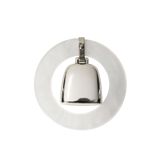 White Teething Ring Silver Baby Rattle