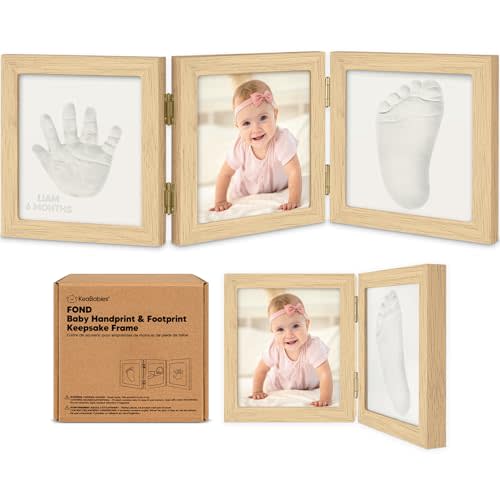 Baby Shower Gifts for Boys, Girls - Baby Hand and Footprint Kit, Foot Print Kit for Baby, Newborn Keepsake Footprint Kit, Nursery Baby Handprint and Footprint Kit, Baby Gift for New Moms (Ash Wood)