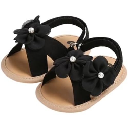Baby Girl Sandals Flower Bowknot Soft Sole Anti Slip Rubber Wedding Dress Flats Toddler First Walking Shoes