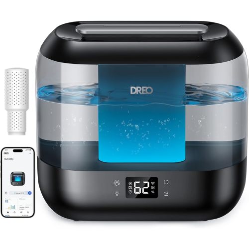 Dreo Smart Humidifiers for Bedroom, Top Fill 4L Supersized Humidifier Large Room with 28 dB, 36H Runtime, Touch/APP/Voice Control, Nightlight, Cool Mist Humidifiers for Baby, Plants, Indoor, White