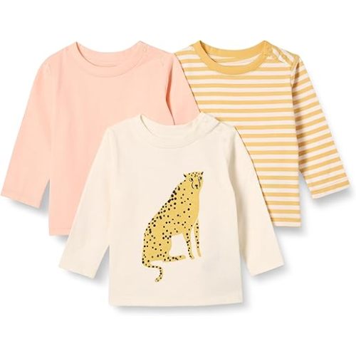 Amazon Essentials Unisex Babies' Relaxed-Fit 100% Cotton Long-Sleeve T-Shirts, Pack of 3