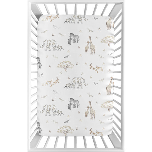 Sweet Jojo Designs Serengeti Animals Fitted Mini Crib Sheet & Reviews | Wayfair
