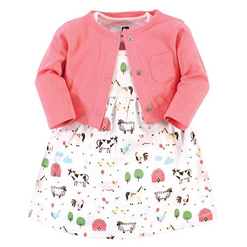 Hudson Baby Baby Girls' Cotton Dress and Cardigan Set