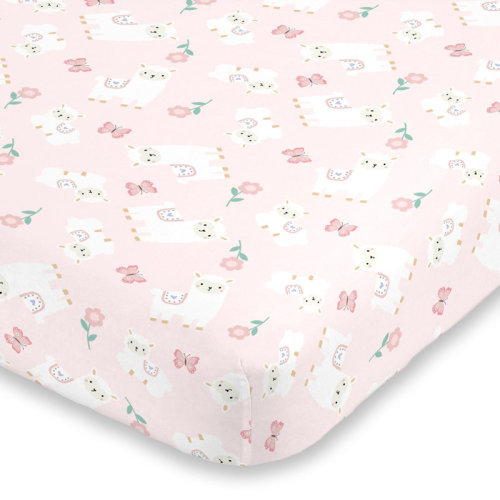 Indigo Safari Nojo Sweet Llama and Butterflies Floral Super Soft Fitted Crib Sheet | Wayfair