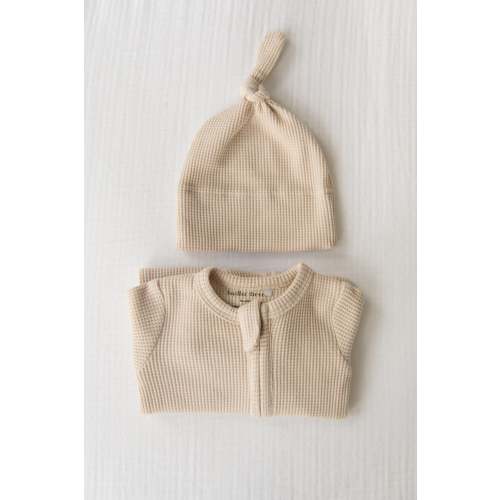 Organic Waffle Knit Footie With Bow Or Hat – Bella Berry Designs