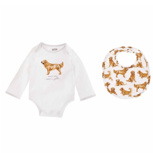 Golden Dog Bodysuit and Bib Set | Mud Pie