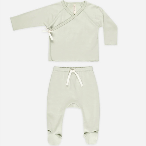 Wrap Top + Footed Pant Set || Mint – Quincy Mae