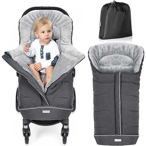 Orzbow Warm Bunting Bag Universal,Stroller Sleeping Bag Cold Weather,Waterproof Toddler Footmuff (Dark Grey, Large)
