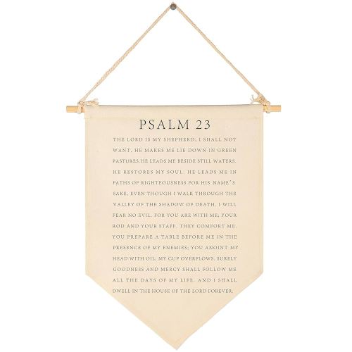 Bible Verse Hanging Flag Decor-Living Room Bedroom Front Door Sign-Christian Farmhouse Decor- Psalm 23-Housewarming Gift-Scripture Banner Gift
