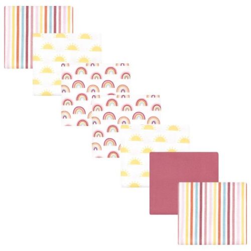Luvable Friends Hudson Baby Flannel Receiving Blankets 7pk, Rainbow Sunshine
