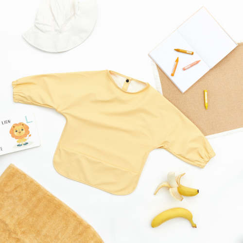 Waterproof Long Sleeve Baby Smock Bib in Buttercup Yellow