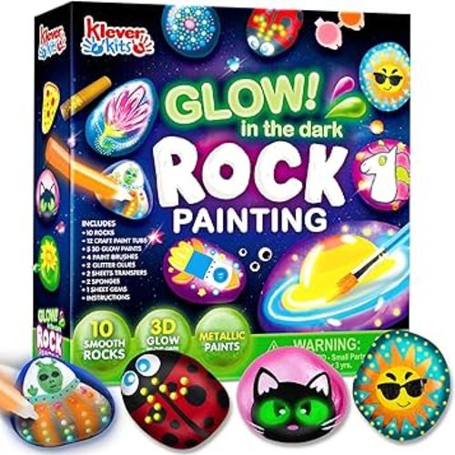 Amazon.com: JOYIN Rock Painting Kit- Glow in The Dark Rock Kit, Arts and Crafts for Kids Ages 6-12, Art Supplies Toy, Kids Craft Paint Kits, Arts & Crafts for Boys Girls Birthday Party Gift Toy : Toys & Games