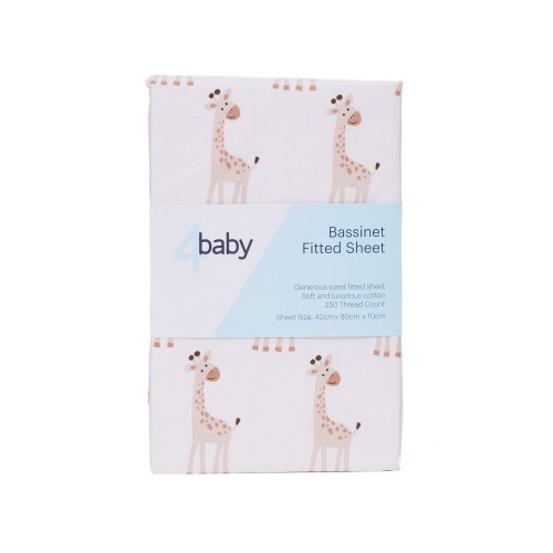 4baby Percale Bassinet Fitted Sheet Gerald Giraffe