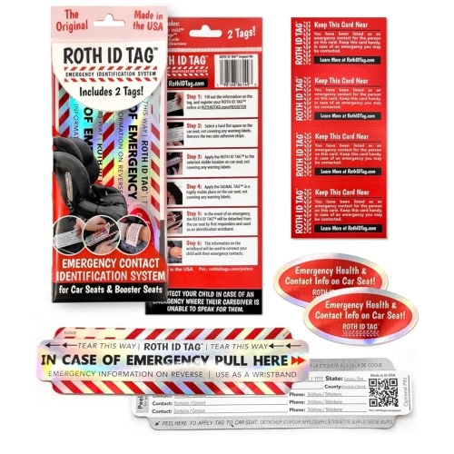 Amazon.com: Original ROTH ID TAG™ Kit | Emergency Contact Identification System for Car Seats, Red, White, Black : Clothing, Shoes & Jewelry