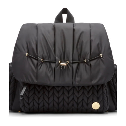 Levy Stylish Diaper Backpack - Black Herringbone