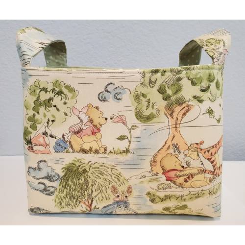 Diaper Caddy Bin Storage Organization Organizer Container Basket - Winnie the Pooh Eeyore Tigger in the Park Fabric - Baby Room Decor