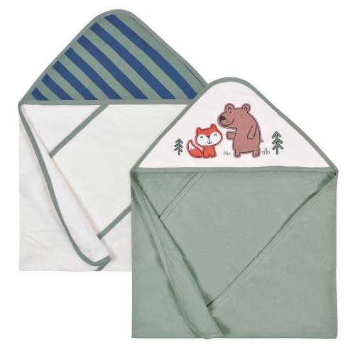 2-Pack Baby Boys Bear Hooded Bath Towels