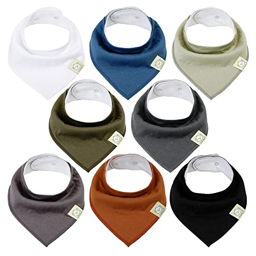 8-Pack Organic Baby Bandana Drool Bibs – Stylish Unisex Bandana Bibs - Super Absorbent Bandana Drool Bibs – Gentle Teething Bibs for Infants - Organic Cotton Baby Bib (Basics)