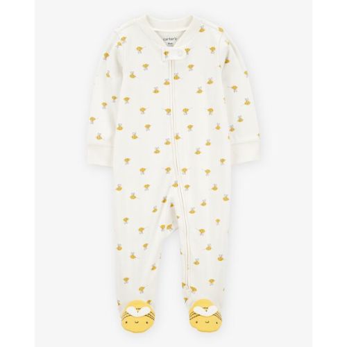 Baby Bee Print 2-Way Zip Cotton Sleep & Play Pajamas - Cream - Carter's | Carter's