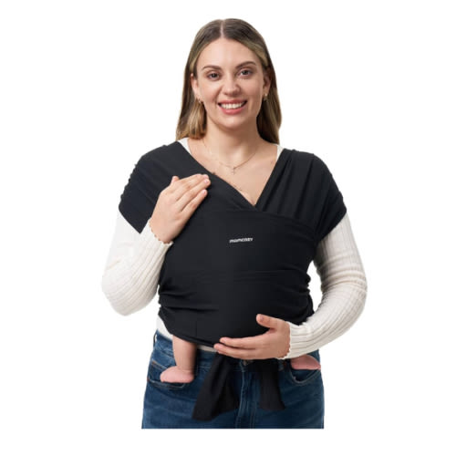 Momcozy Baby Wrap Carrier, Easy to Wear Infant Carrier Slings, Lightweight Hands Free Baby Sling, Adjustable Baby Carriers for Newborn to Toddler 8-35 lbs, Black