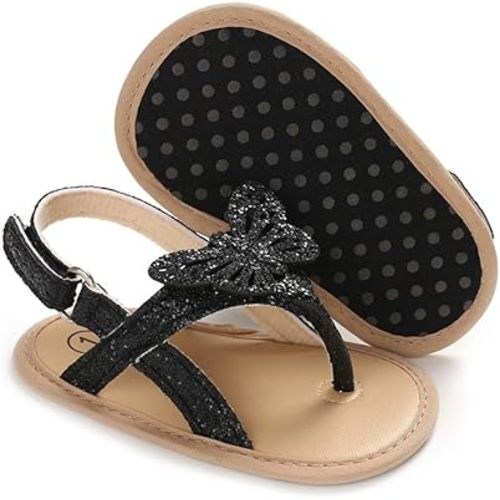 Infant Baby Sandals for Girls Summer Beach Sparkly Tassel Princess Flat Non Slip First Walkers Newborn Crib Shoes