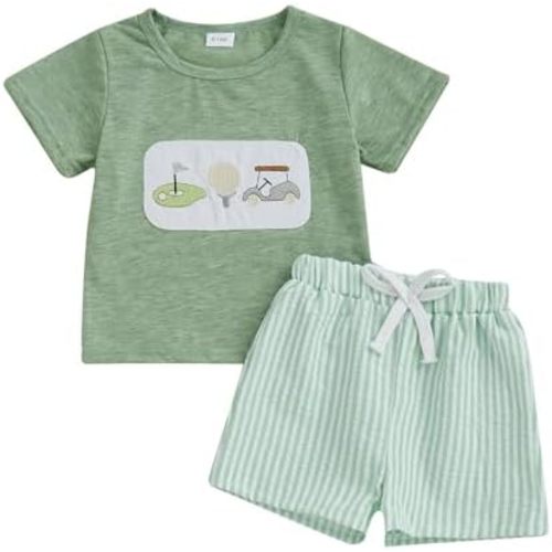 Toddler Baby Boy Masters Golf Outfit Short Sleeve Funny Letter Print T Shirts + Shorts Set Infant Summer Clothes