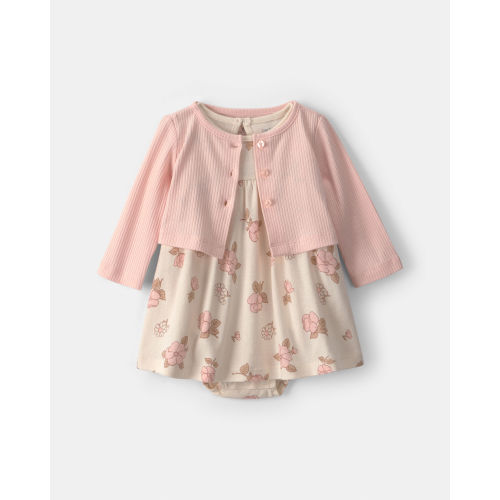 Baby Girl 2-Piece Floral Dress Set - Pink/Ivory