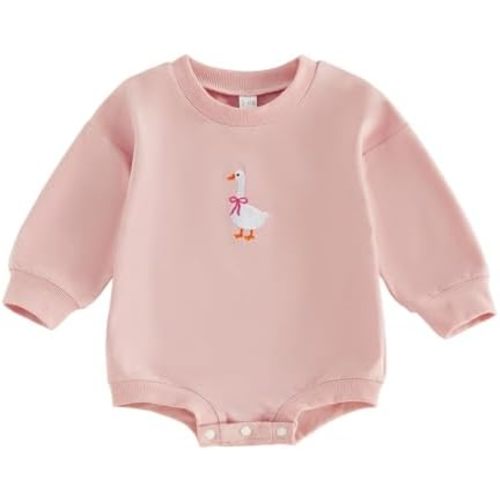 Baby Boy Girl Sweatshirt Romper Long Sleeve Bubble Bodysuit